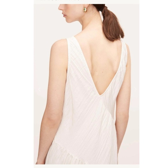 REBECCA TAYLOR Tiered Crinkle Sleeveless silhouette V Back  Maxi Dress Small NEW - Picture 5 of 13